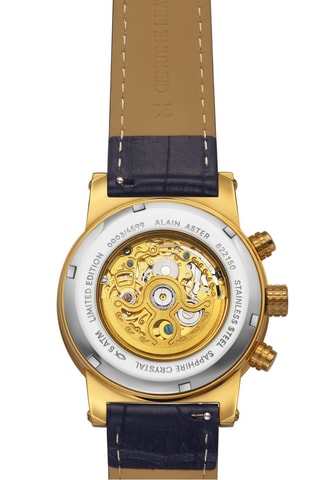 Reloj automático de piel - Azul y dorado