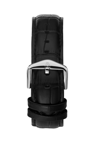 Reloj automático de piel - Negro y plateado