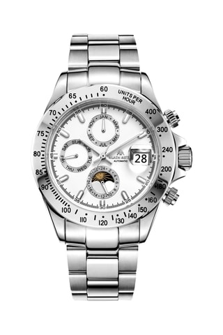 Reloj automático de acero - Taquímetro - Plateado