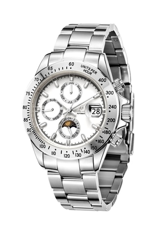 Reloj automático de acero - Taquímetro - Plateado