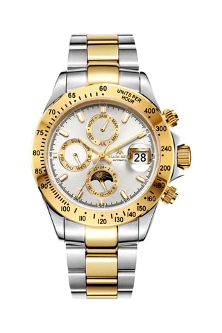 Reloj automático de acero - Taquímetro - Plateado y dorado