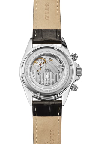 Reloj automático de piel - Taquímetro - Negro y plateado