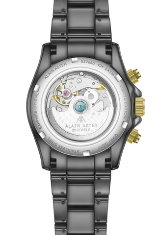 Reloj automático de cerámica - Negro y dorado