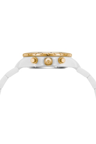 Reloj automático de cerámica - Blanco y dorado