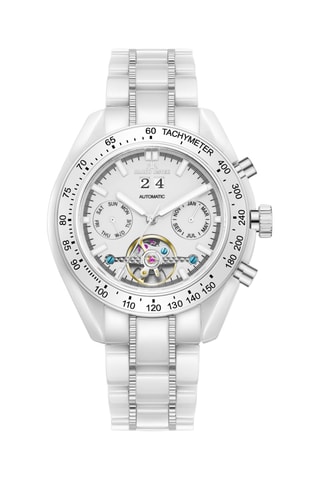 Reloj automático de cerámica - Taquímetro - Blanco