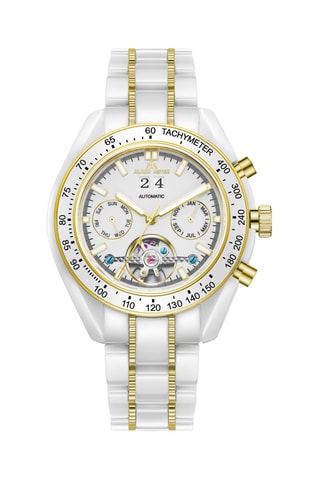 Reloj automático de cerámica - Taquímetro - Plateado