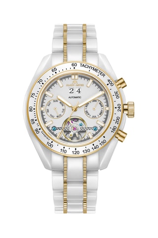 Reloj automático de cerámica - Taquímetro - Blanco