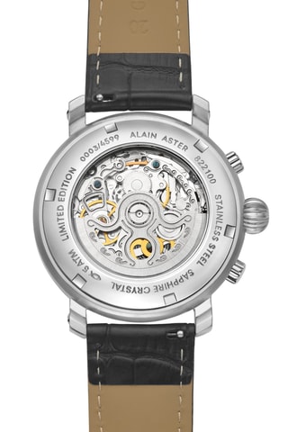 Reloj automático de piel - Negro y plateado