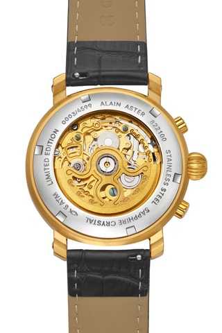 Reloj automático de piel - Negro y dorado