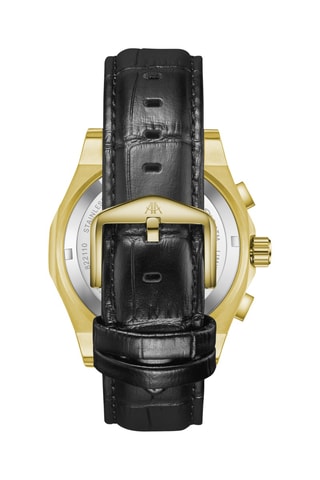 Reloj automático de piel - Negro y dorado