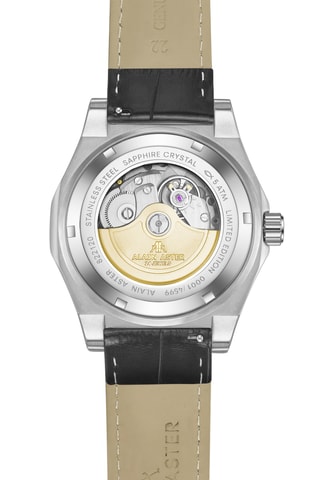 Reloj automático de piel - Negro y plateado