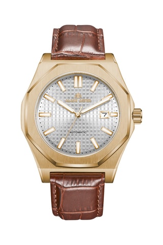 Reloj automático de piel - Marrón