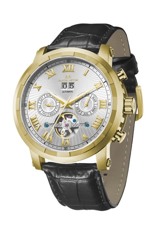 Reloj automático de piel - Negro y dorado