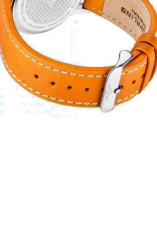 Relógio quartzo de couro Monaco  Cronógrafo e taquímetro - Laranja e prateado