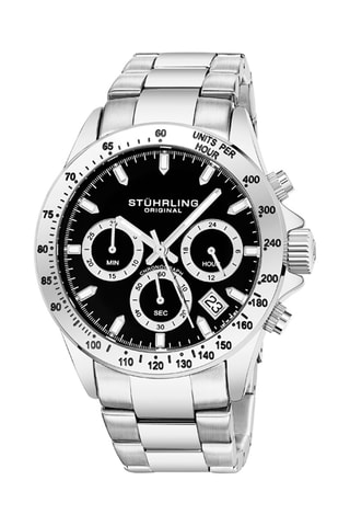 Relógio de quartzo em aço Monaco - Taquímetro e cronógrafo - Prateado e preto