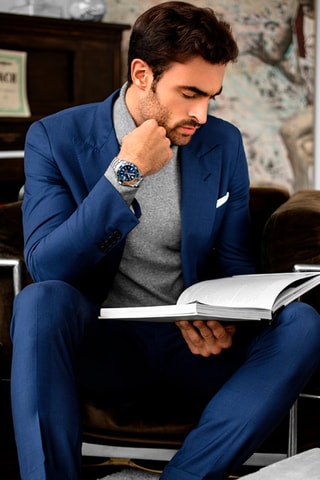 Relógio de quartzo em aço Aquadiver - Prateado e azul