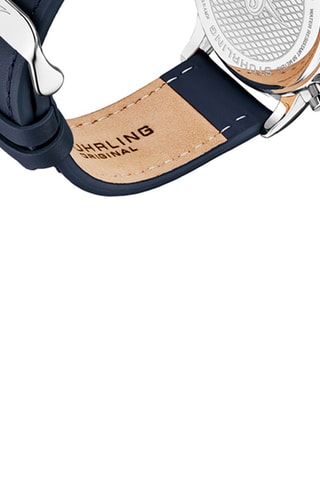 Relógio de quartzo em couro Monaco - Taquímetro e cronógrafo - Azul-escuro e prateado