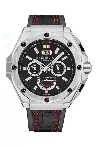 Relógio de couro Azul e prateado