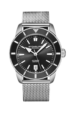 Relógio automático em aço inoxidável - Prateado e preto