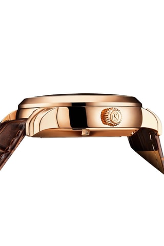 Relógio automático em couro  Dourado e castanho