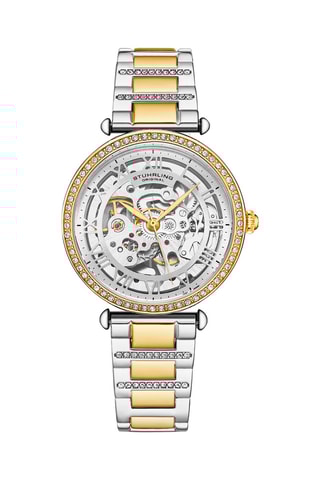 Relógio automático em aço Luxe - Prateado e dourado