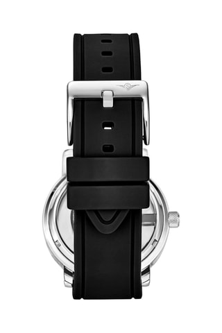 Relógio quartzo em silicone Aviator Preto e prateado