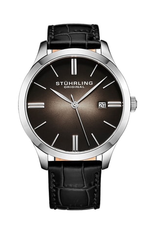 Relógio de quartzo em couro Preto e prateado