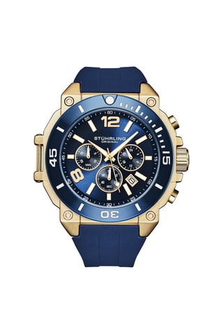 Relógio de quartzo em silicone - Cronógrafo - Azul e dourado