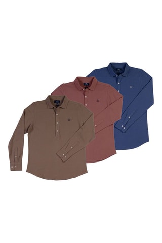 3 polos - Marron, rose et bleu