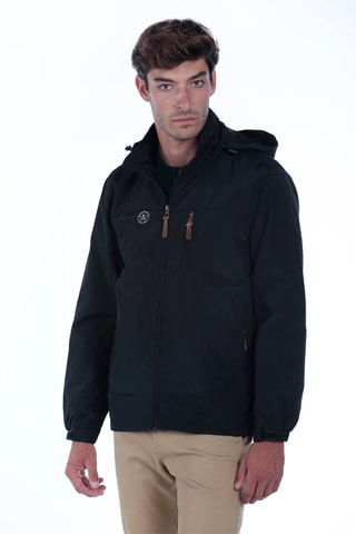 Coupe-vent regular à capuche - Noir