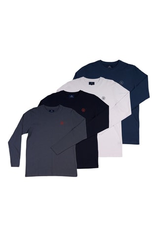 4 t-shirts regular - Bleu marine et blanc