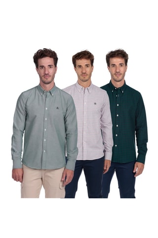 3 chemises regular - Vert et bleu marine