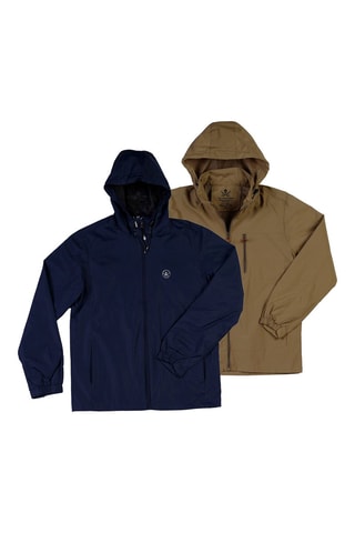 2 corta-ventos regular com capuz - Azul-marinho e bege-escuro