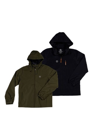 2 corta-ventos regular com capuz - Azul-marinho e bege