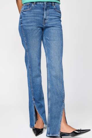 Jeans slim fit de tiro alto - Azul petróleo