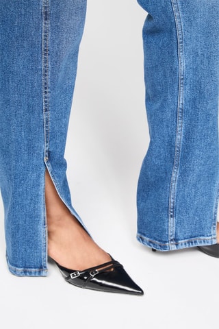 Jeans slim fit de tiro alto - Azul petróleo