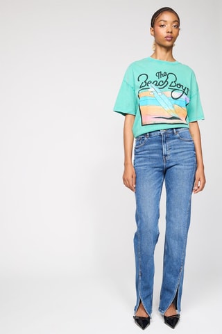 Jeans slim fit de tiro alto - Azul petróleo