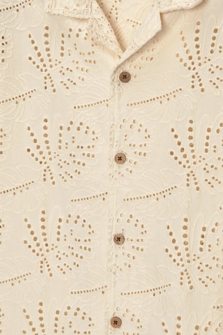 Camisa con bordado inglés - Beige