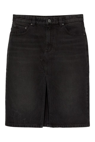 Falda midi vaquera - Negro