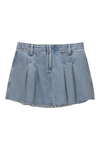 Falda plisada vaquera - Azul claro