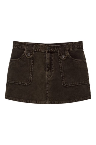 Falda recta vaquera - Marrón