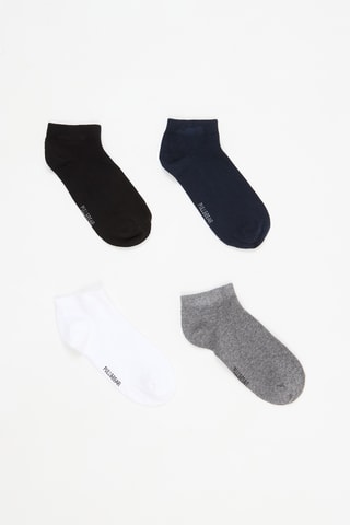4 pares de calcetines cortos - Negro, gris, azul y blanco