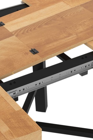 Mesa de comedor extensible Mathilde - Imitación madera y negro