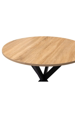 Mesa de comedor redonda Soline - Imitación madera y negro