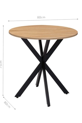 Mesa de comedor redonda Soline - Imitación madera y negro