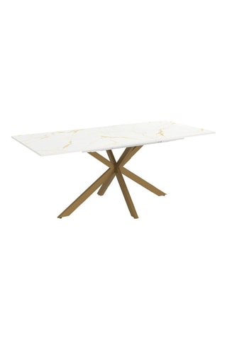Mesa de comedor extensible Glam - Imitación mármol y dorado