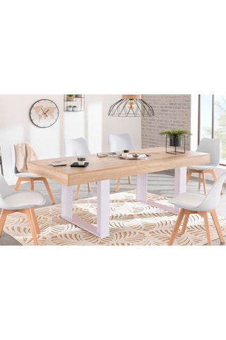 Mesa Brixton - Imitación madera y blanco