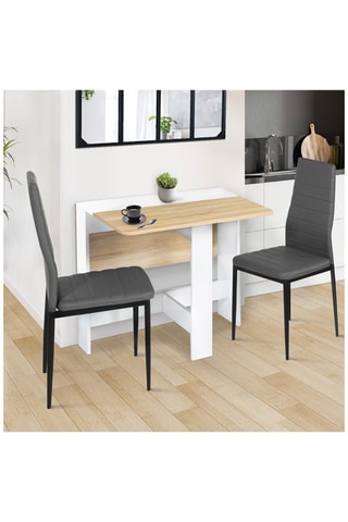 Mesa consola plegable Edi - Imitación madera y blanco