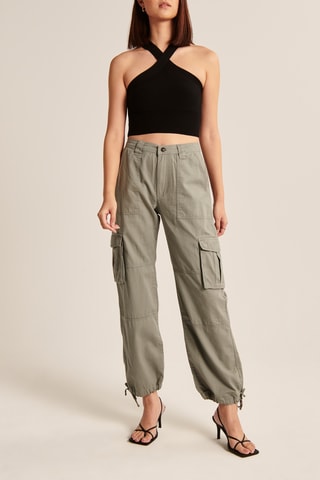 Pantalon taille haute - Kaki