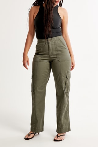 Pantalon taille haute - Vert olive